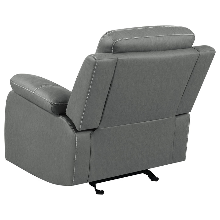 Coaster Nova 2-piece Upholstered Motion Reclining Sofa Set Dark Grey Sofa+Loveseat+Armchair