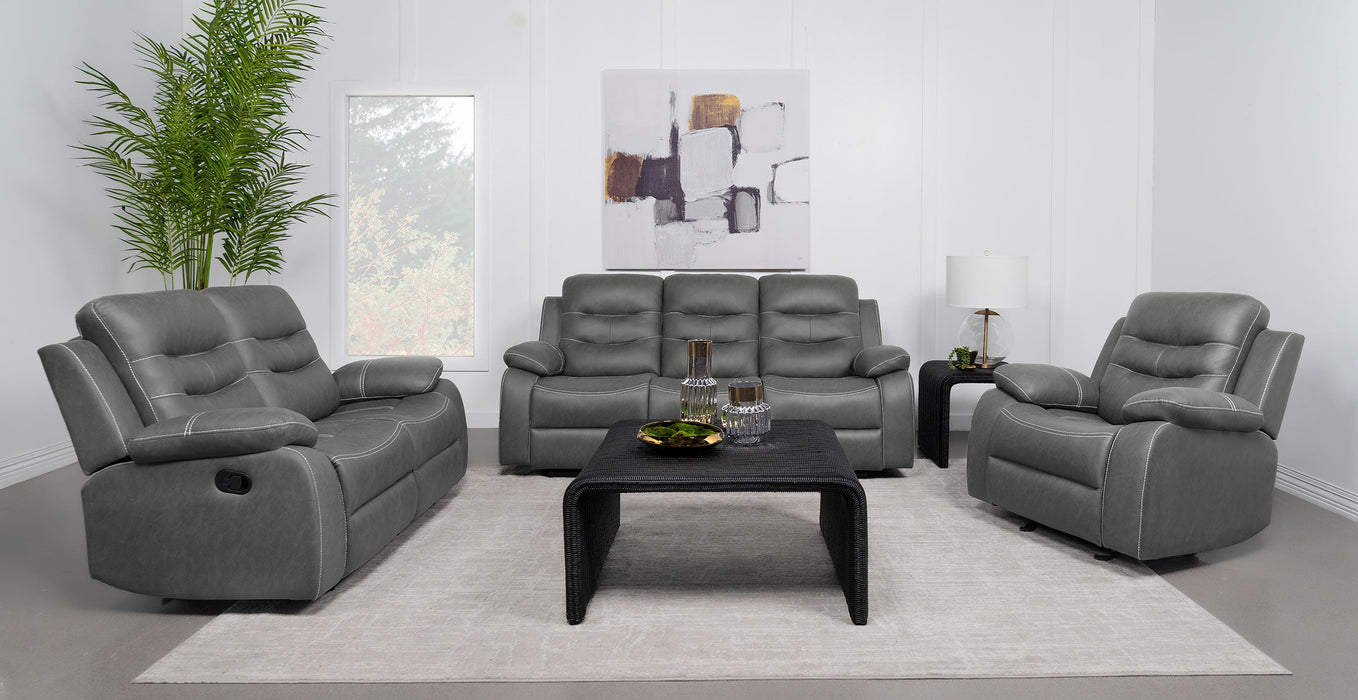 Coaster Nova Upholstered Motion Reclining Sofa Dark Grey Default Title