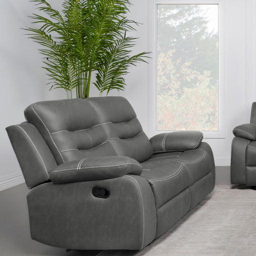 Coaster Nova Upholstered Motion Reclining Loveseat Dark Grey Default Title