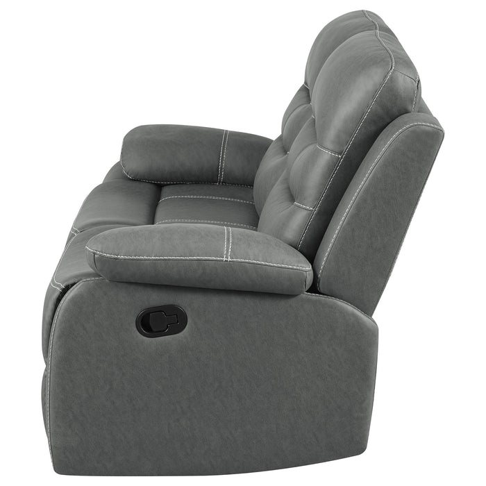 Coaster Nova Upholstered Motion Reclining Loveseat Dark Grey Default Title