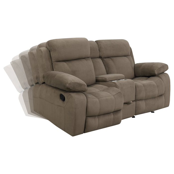 Myleene Glider Loveseat with Console Mocha