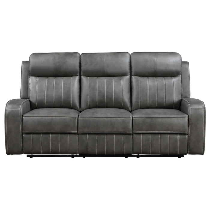 Coaster Raelynn 2-piece Upholstered Motion Reclining Sofa Set Grey Sofa+Loveseat+Armchair