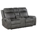 Coaster Raelynn 2-piece Upholstered Motion Reclining Sofa Set Grey Sofa+Loveseat+Armchair