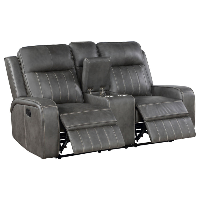 Coaster Raelynn 2-piece Upholstered Motion Reclining Sofa Set Grey Sofa+Loveseat+Armchair