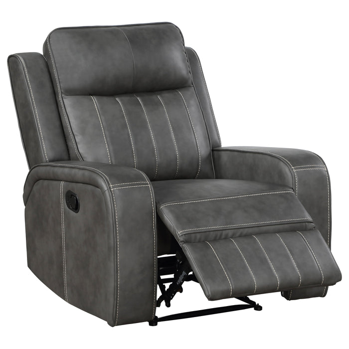 Coaster Raelynn 2-piece Upholstered Motion Reclining Sofa Set Grey Sofa+Loveseat+Armchair