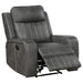 Coaster Raelynn 2-piece Upholstered Motion Reclining Sofa Set Grey Sofa+Loveseat+Armchair