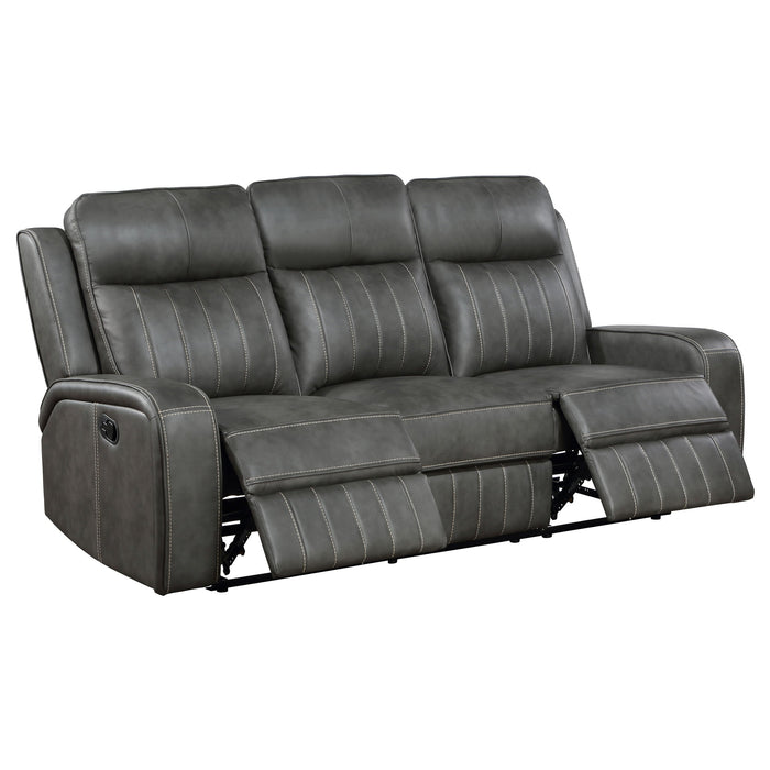 Coaster Raelynn Upholstered Motion Reclining Sofa Grey Default Title