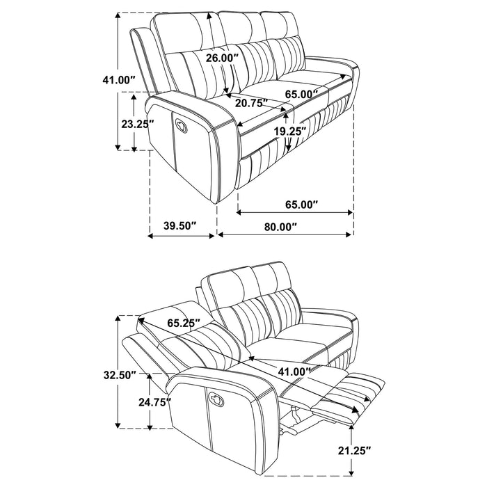 Coaster Raelynn Upholstered Motion Reclining Sofa Grey Default Title