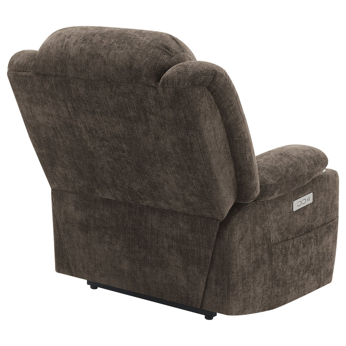 Houston Upholstered Power Lift Recliner Chair Dark Brown