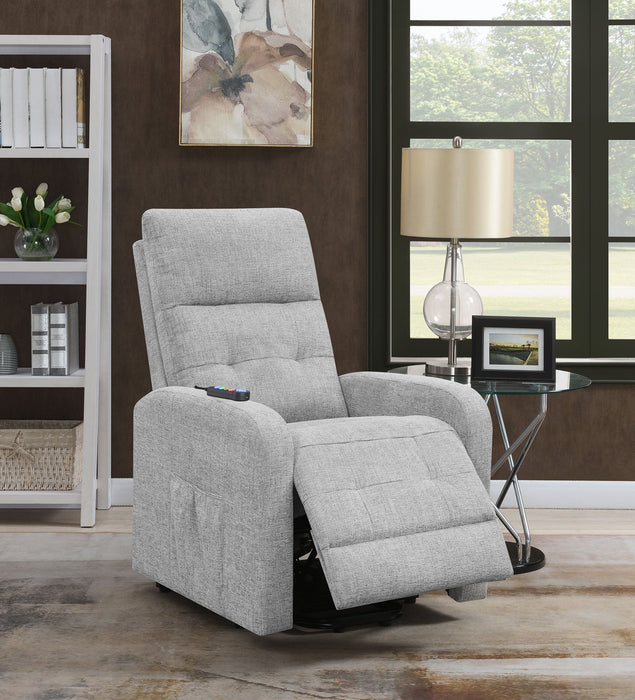 Coaster Howie Tufted Upholstered Power Lift Recliner Grey Default Title