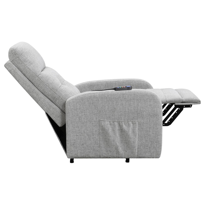 Coaster Howie Tufted Upholstered Power Lift Recliner Grey Default Title