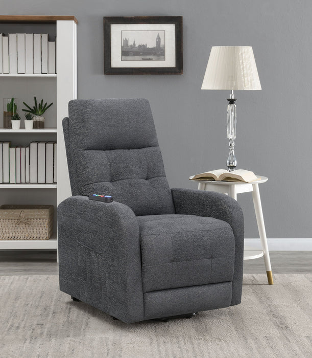 Coaster Howie Tufted Upholstered Power Lift Recliner Charcoal Default Title