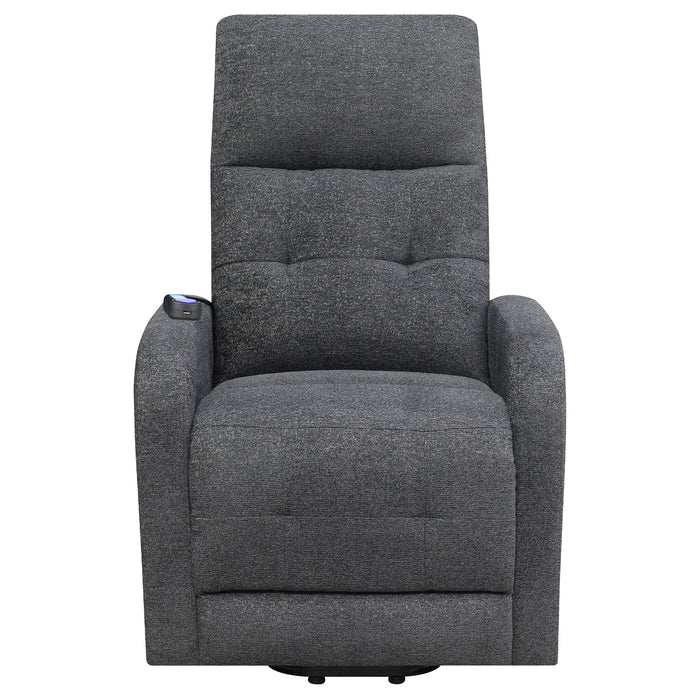 Coaster Howie Tufted Upholstered Power Lift Recliner Charcoal Default Title