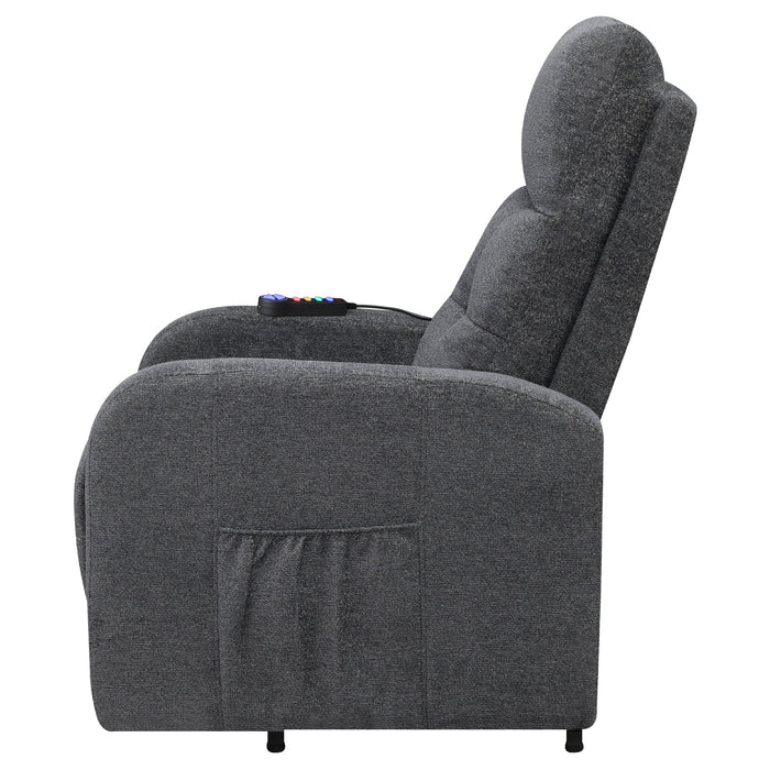 Coaster Howie Tufted Upholstered Power Lift Recliner Charcoal Default Title