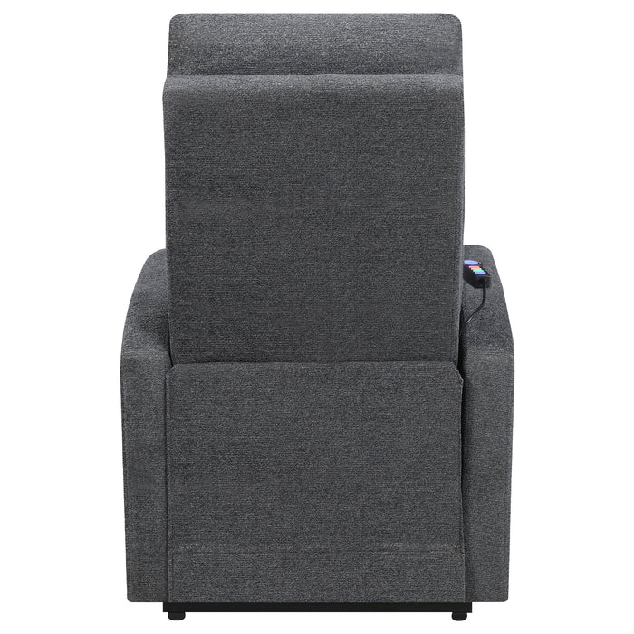 Coaster Howie Tufted Upholstered Power Lift Recliner Charcoal Default Title