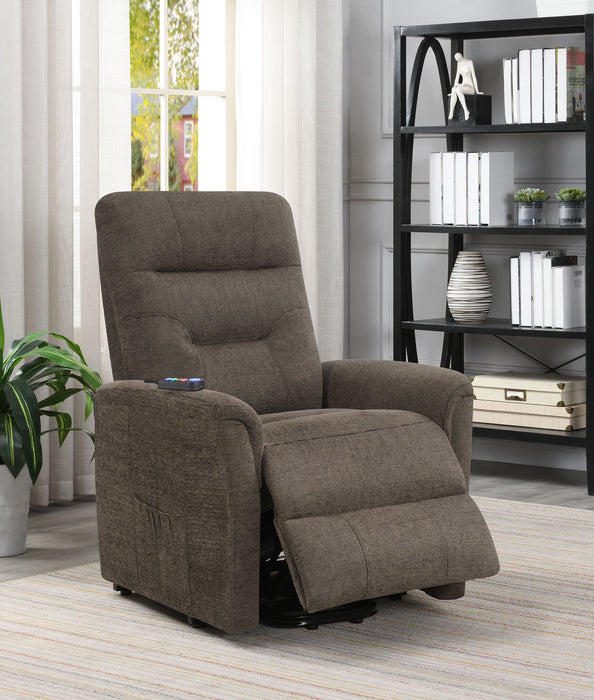 Coaster Henrietta Power Lift Recliner with Storage Pocket Brown Default Title