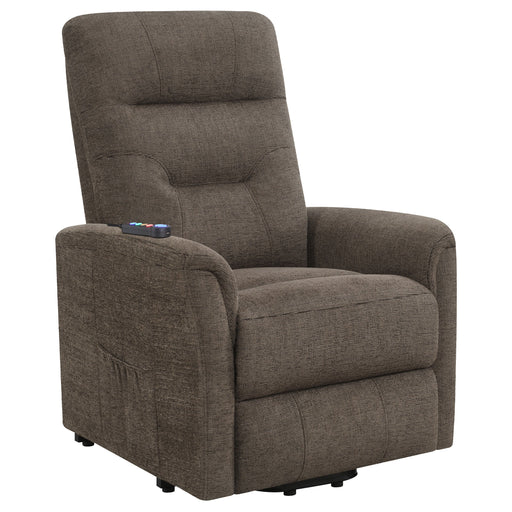 Coaster Henrietta Power Lift Recliner with Storage Pocket Brown Default Title