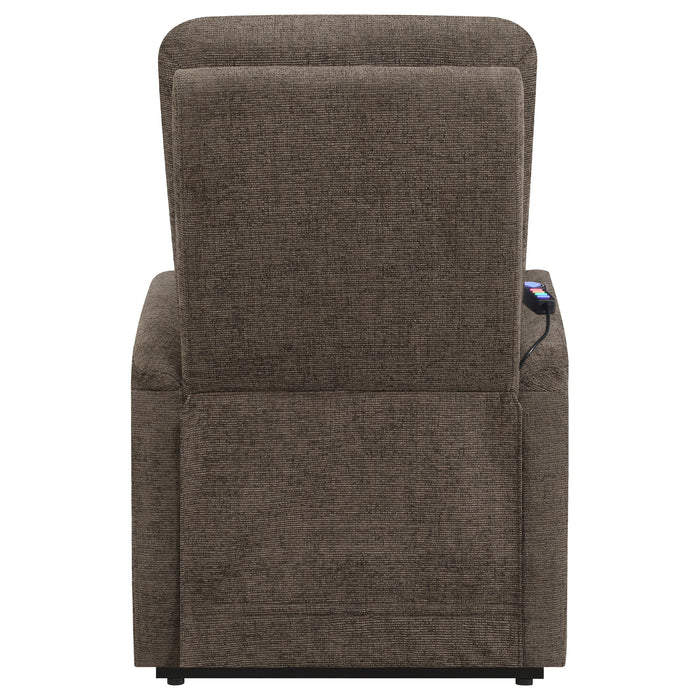 Coaster Henrietta Power Lift Recliner with Storage Pocket Brown Default Title