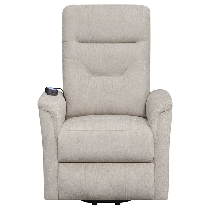 Coaster Henrietta Power Lift Recliner with Storage Pocket Beige Default Title