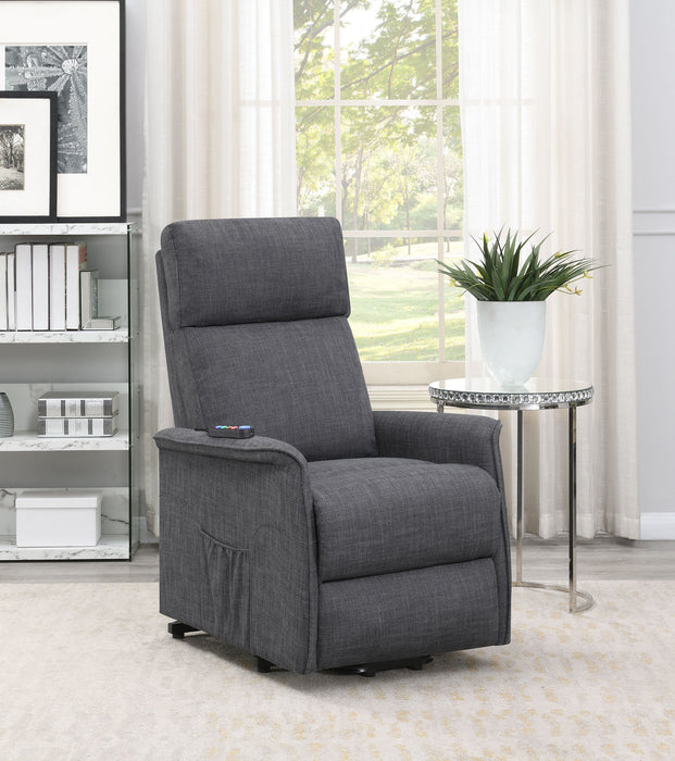 Coaster Herrera Power Lift Recliner with Wired Remote Charcoal Default Title