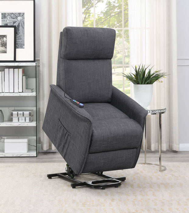 Coaster Herrera Power Lift Recliner with Wired Remote Charcoal Default Title