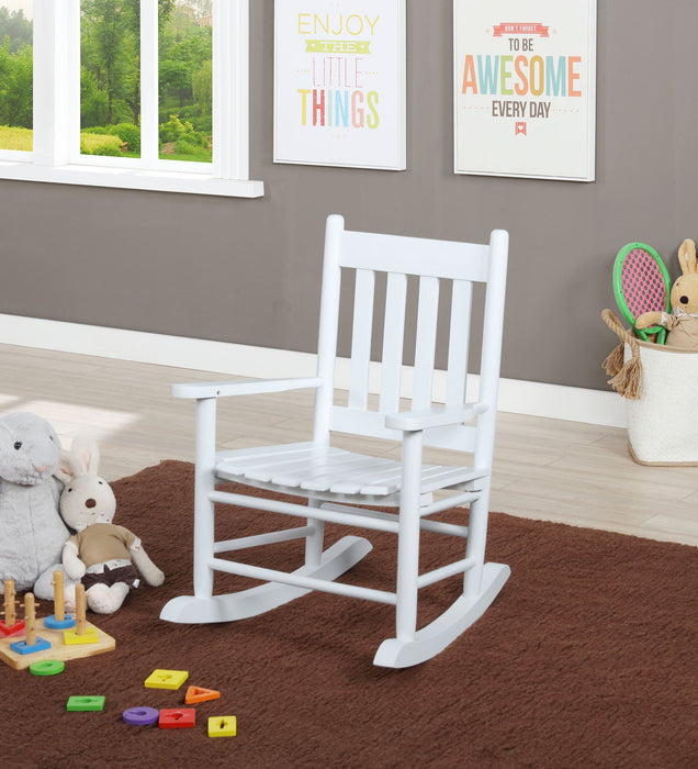 Coaster Annie Slat Back Youth Rocking Chair White Brown