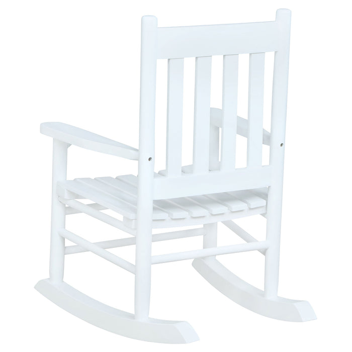 Coaster Annie Slat Back Youth Rocking Chair White Brown