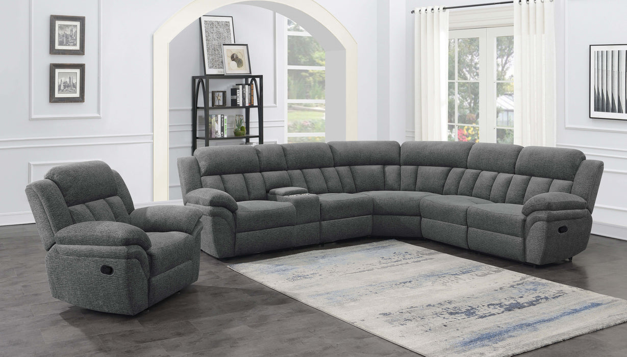 Coaster Bahrain 6-piece Upholstered Motion Sectional Charcoal Default Title