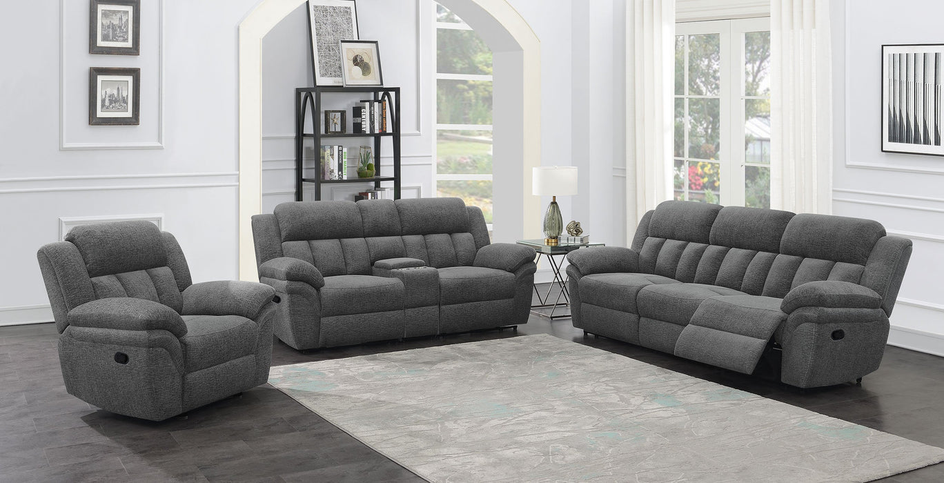 Coaster Bahrain Upholstered Motion Sofa Charcoal Default Title