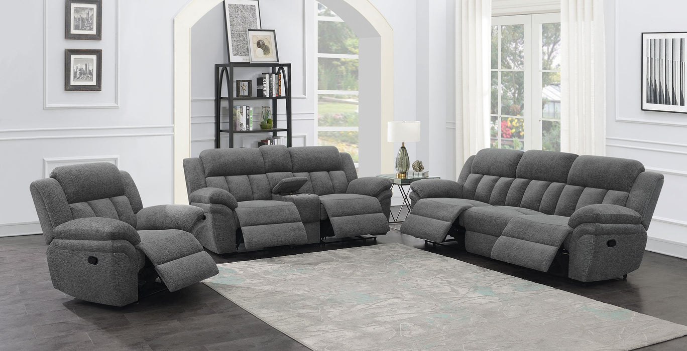 Coaster Bahrain Upholstered Motion Sofa Charcoal Default Title