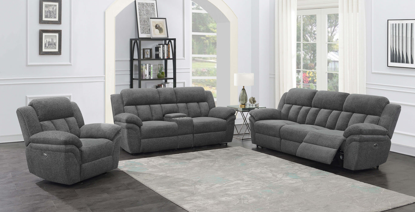 Coaster Bahrain Upholstered Power Loveseat with Console Charcoal Default Title