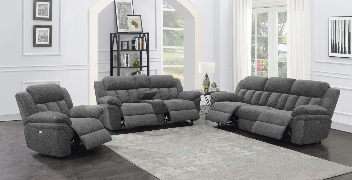 Coaster Bahrain Upholstered Power Loveseat with Console Charcoal Default Title