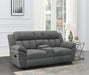 Coaster Bahrain Upholstered Motion Loveseat with Console Charcoal Default Title