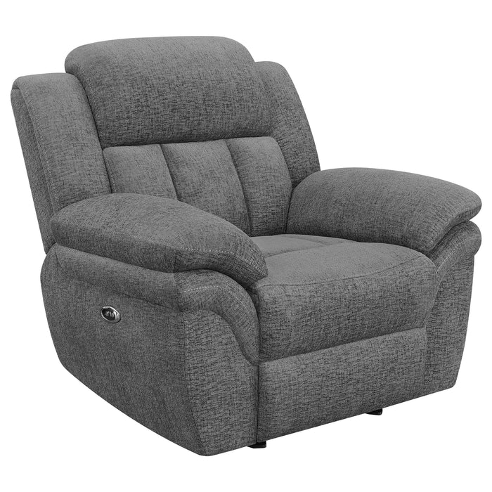 Coaster Bahrain Upholstered Power Glider Recliner Charcoal Default Title