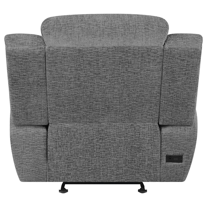 Coaster Bahrain Upholstered Power Glider Recliner Charcoal Default Title