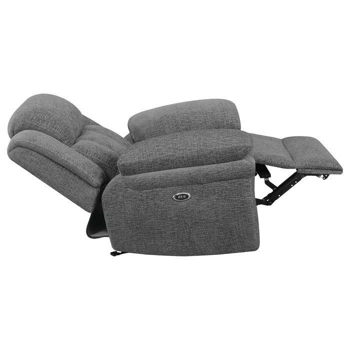 Coaster Bahrain Upholstered Power Glider Recliner Charcoal Default Title