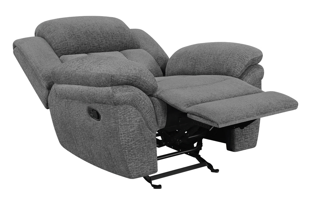 Coaster Bahrain Upholstered Glider Recliner Charcoal Default Title