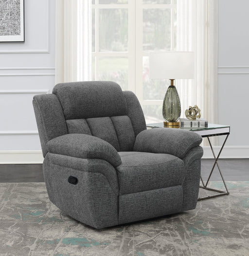 Coaster Bahrain Upholstered Glider Recliner Charcoal Default Title