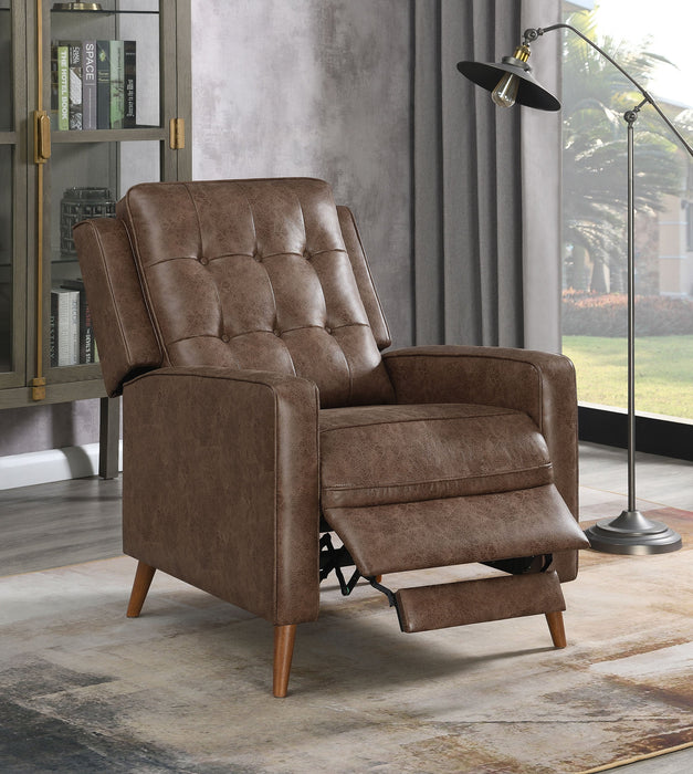 Coaster Davidson Upholstered Tufted Push Back Recliner Brown Grey