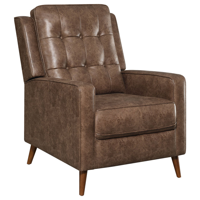 Coaster Davidson Upholstered Tufted Push Back Recliner Brown Brown