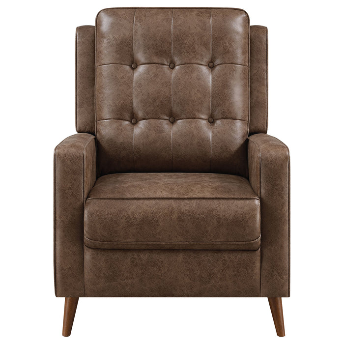 Coaster Davidson Upholstered Tufted Push Back Recliner Brown Grey