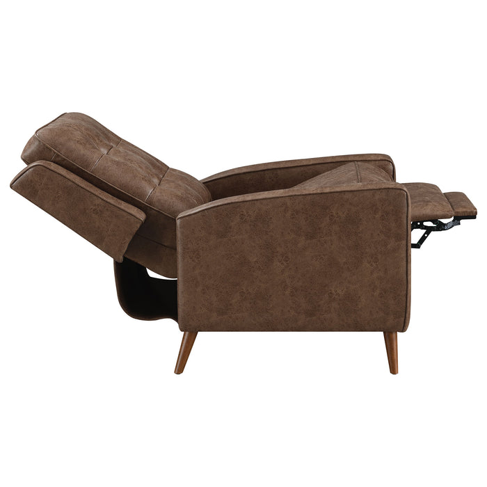 Coaster Davidson Upholstered Tufted Push Back Recliner Brown Grey