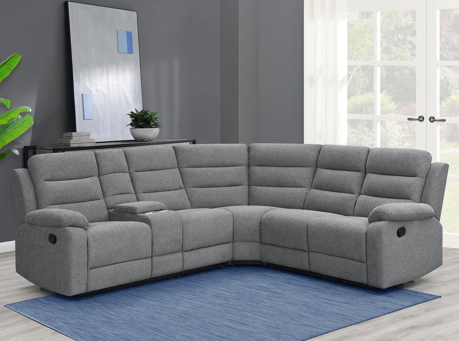 Coaster David 3-piece Upholstered Motion Sectional with Pillow Arms Smoke Default Title