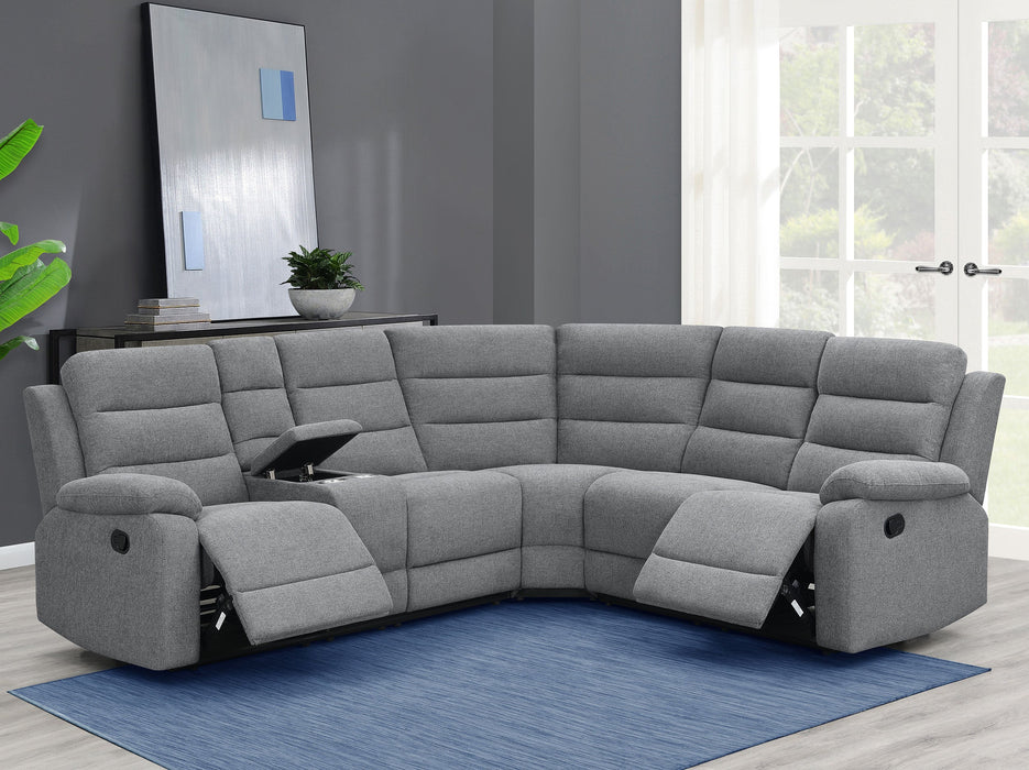 Coaster David 3-piece Upholstered Motion Sectional with Pillow Arms Smoke Default Title