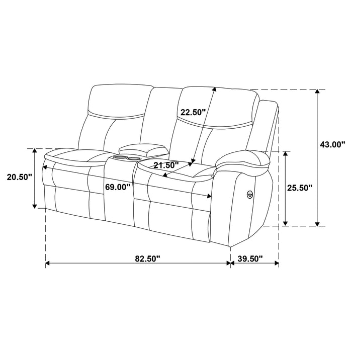 Coaster Sycamore Upholstered Power Reclining Sectional Sofa Dark Brown Default Title