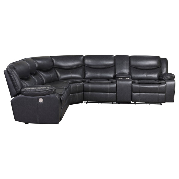 Coaster Sycamore Upholstered Power Reclining Sectional Sofa Dark Grey Default Title