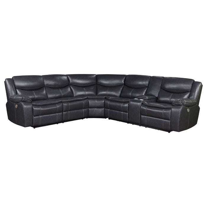 Coaster Sycamore Upholstered Power Reclining Sectional Sofa Dark Grey Default Title