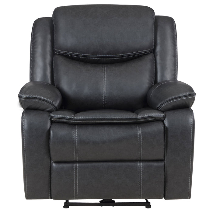 Coaster Sycamore Upholstered Power Recliner Chair Dark Grey Default Title