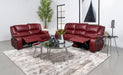 Coaster Camila 2-piece Upholstered Reclining Sofa Set Red Faux Leather Sofa+Loveseat+Armchair