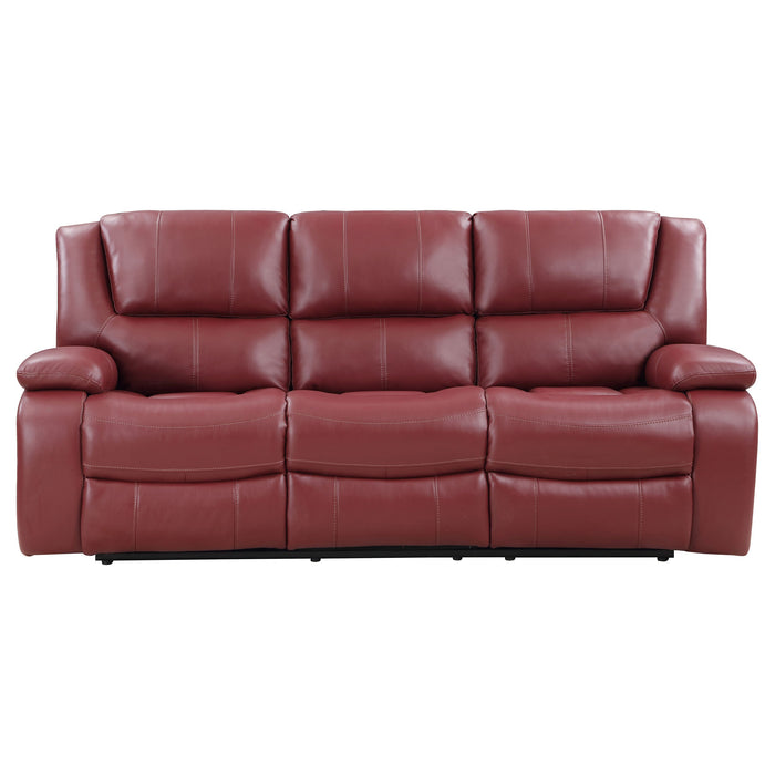 Coaster Camila 2-piece Upholstered Reclining Sofa Set Red Faux Leather Sofa+Loveseat+Armchair